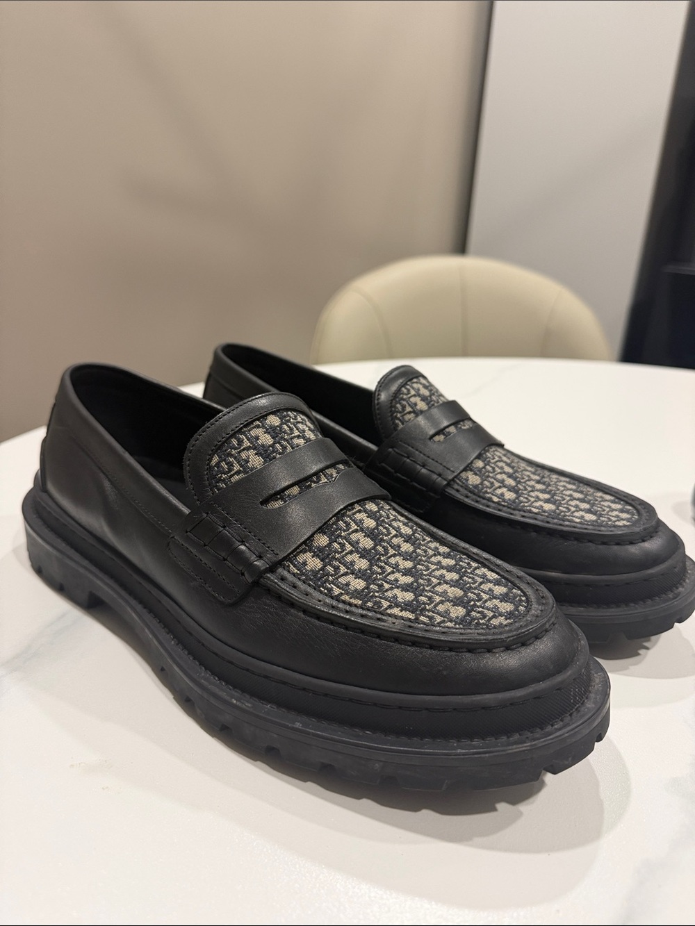Dior Black Explorer Black Beige Loafers